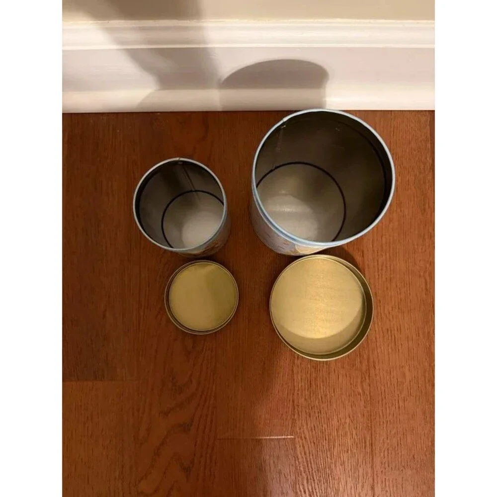 Vintage 90s Kitten Puppy Tin Canister Set